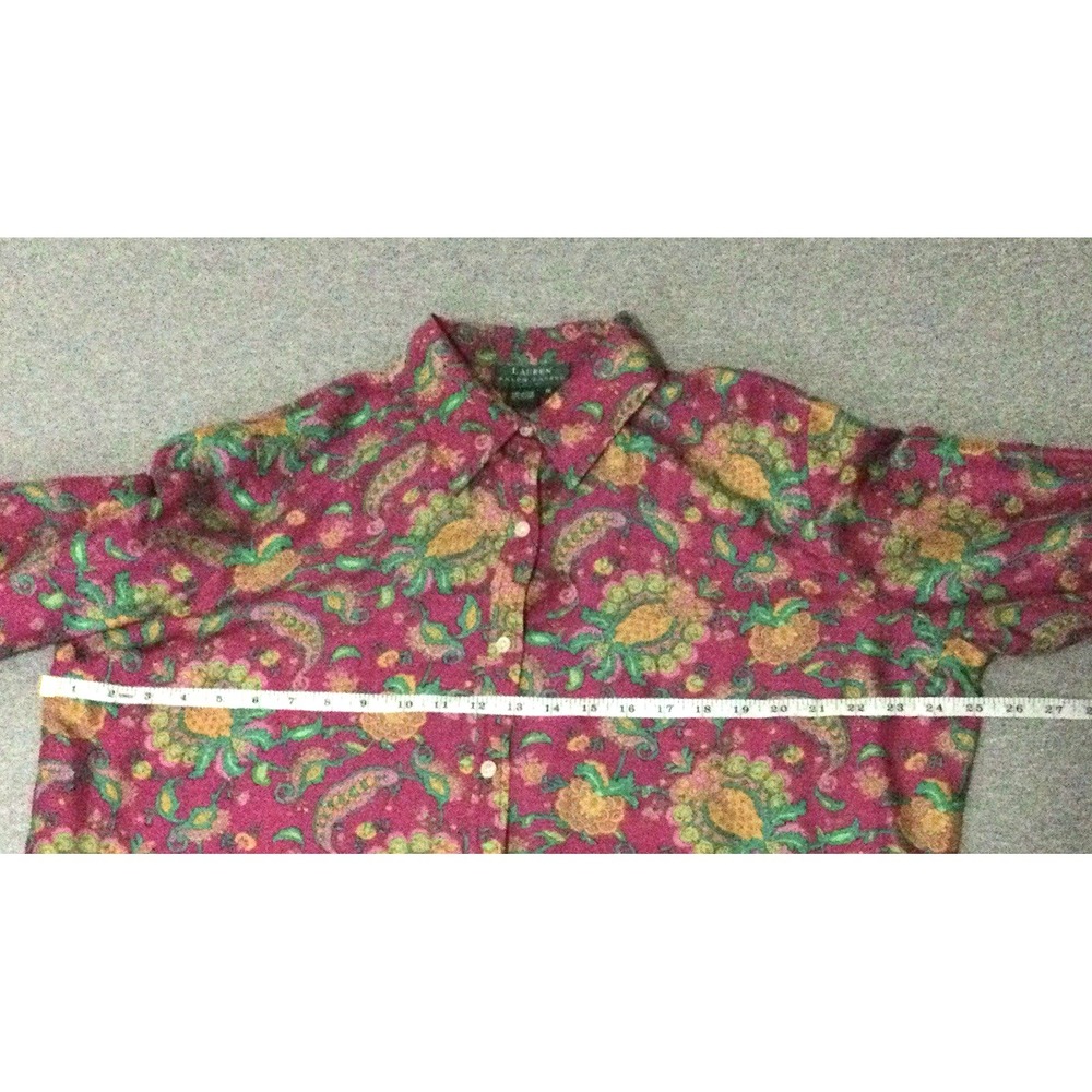 Ralph Lauren Paisley Pattern Silk Long Sleeves Shirt Sz 1X Vtg - Picture 10 of 11